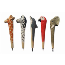 Wholesale Hand -made Environment Friendly Wood Carving Ball-point Pen with Animal shape